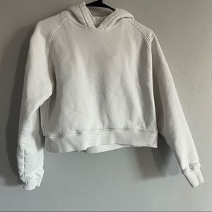 Outdoor Voices White Nimbus Cotton Cropped Hoodie - Size XS